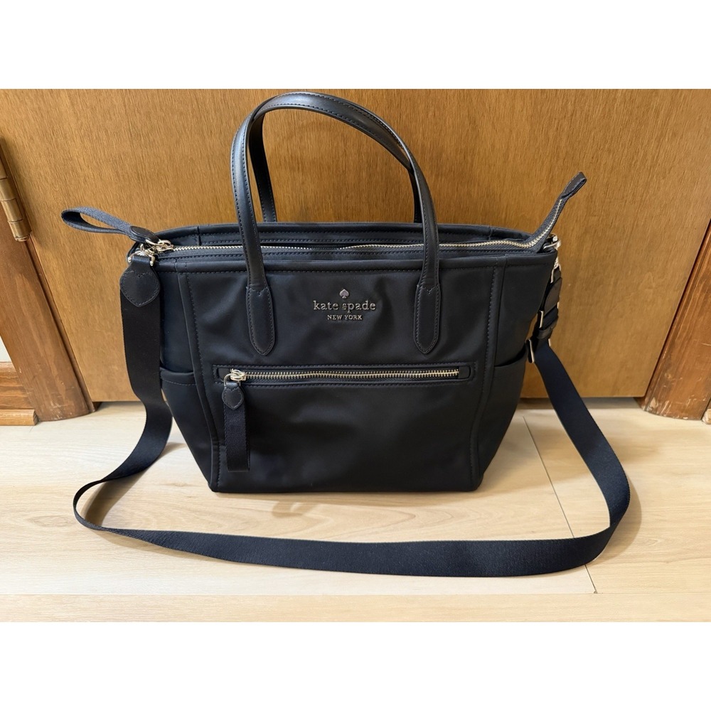Kate Spade Chelsea Nylon Satchel Tote Shoulder Bag Black Handbag